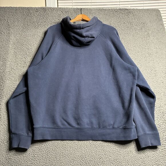 Vtg Nike Hoodie Mens L Navy Blue Y2K Swoosh Embroidered Sweatshirt Silver Tag - Picture 4 of 14